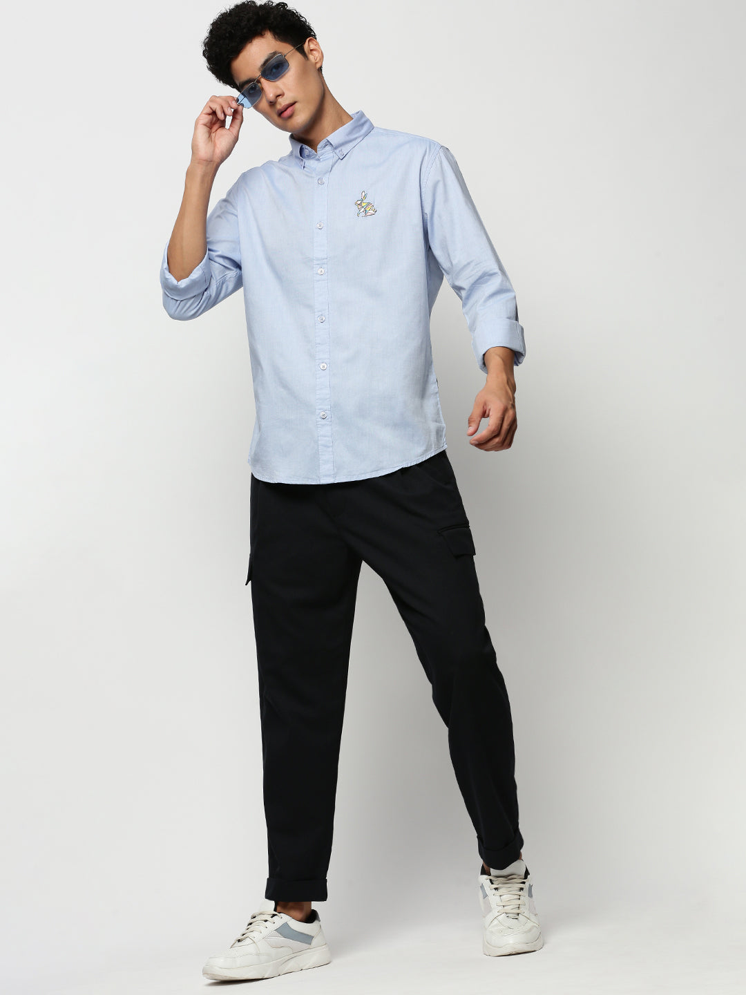 Men Blue Solid Casual Casual Shirts