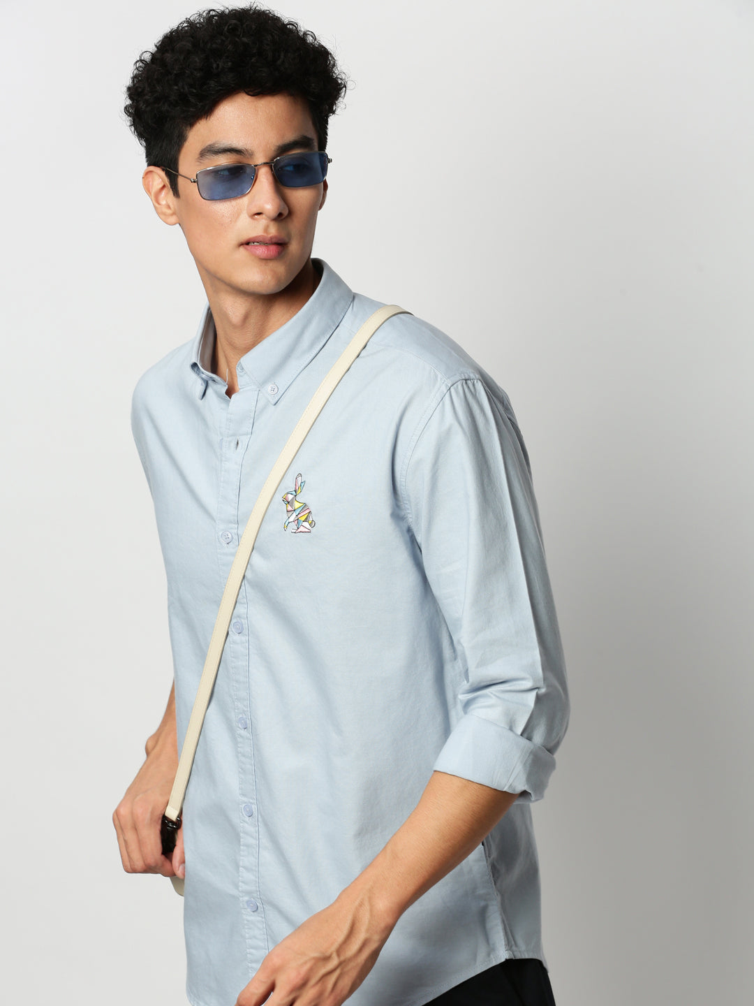 Men Blue Solid Casual Casual Shirts