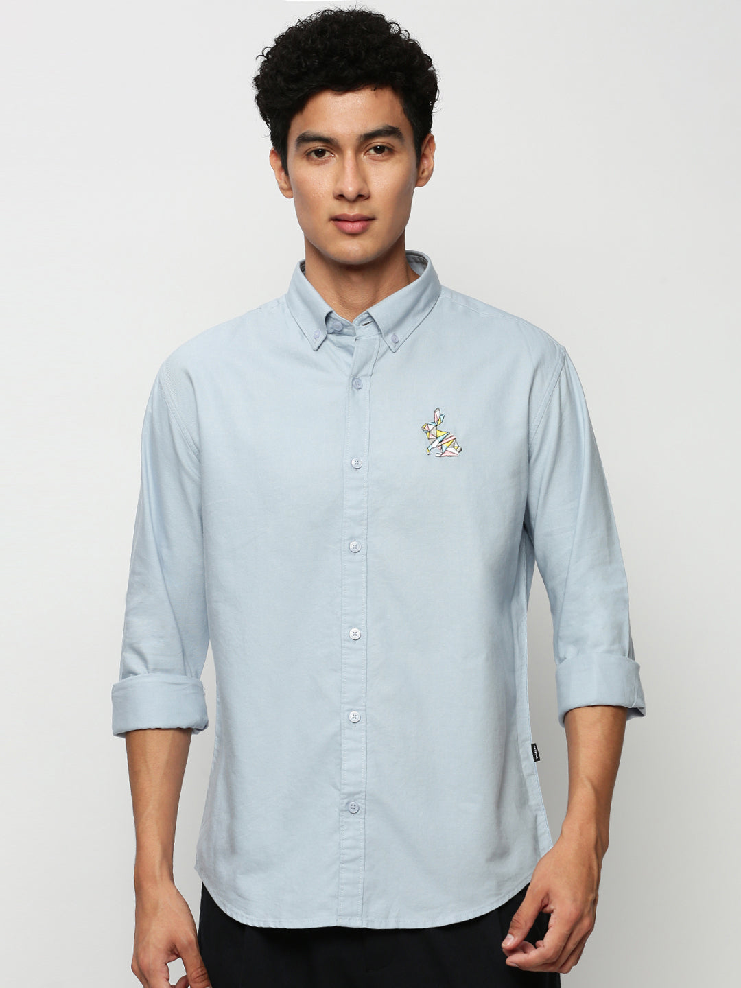 Men Blue Solid Casual Casual Shirts