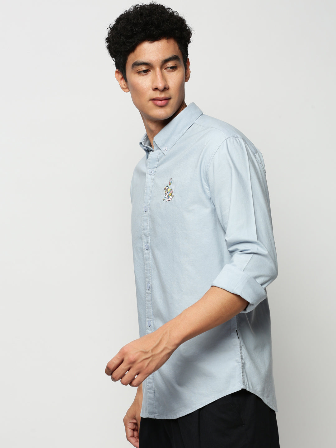 Men Blue Solid Casual Casual Shirts