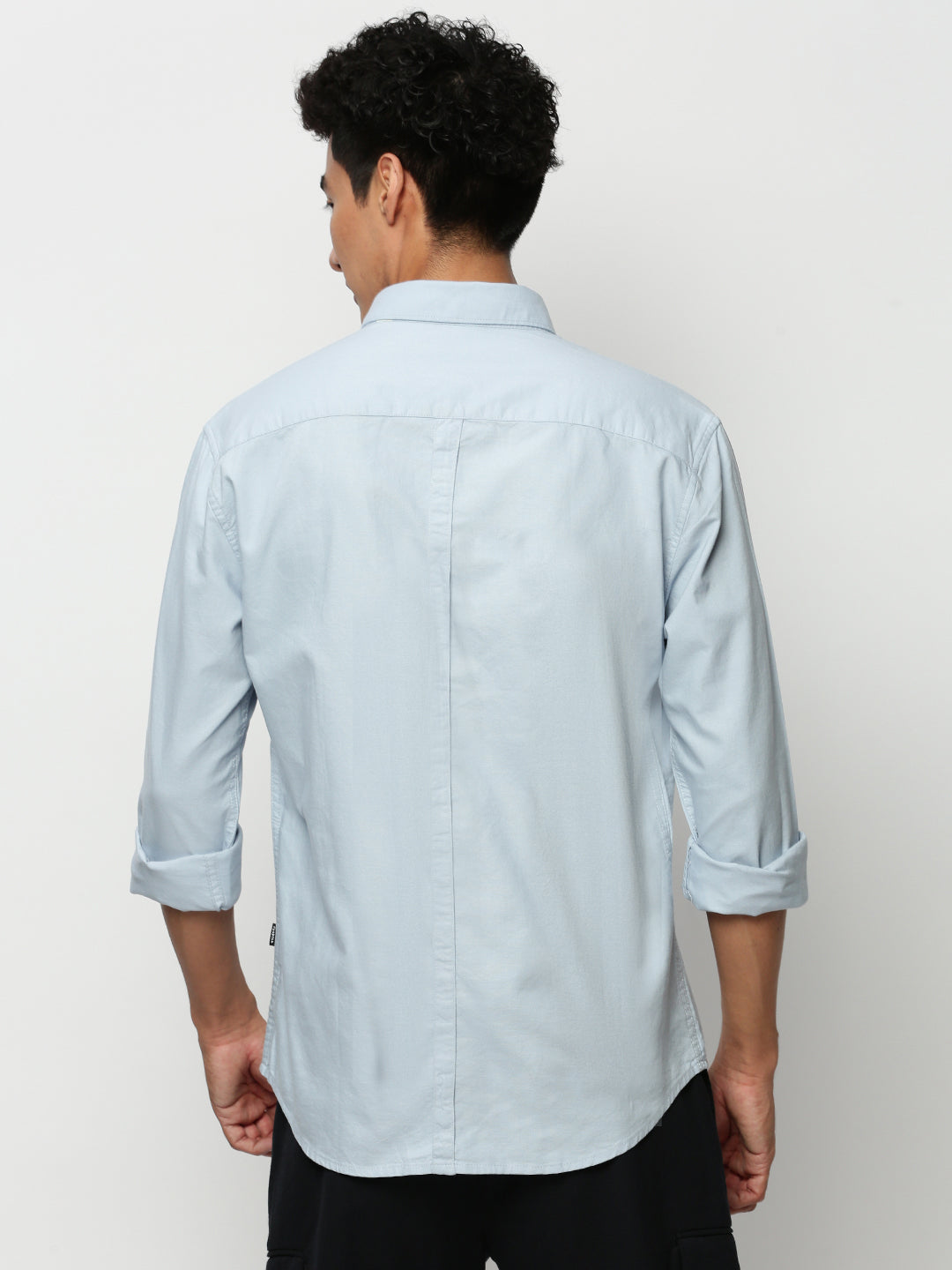 Men Blue Solid Casual Casual Shirts