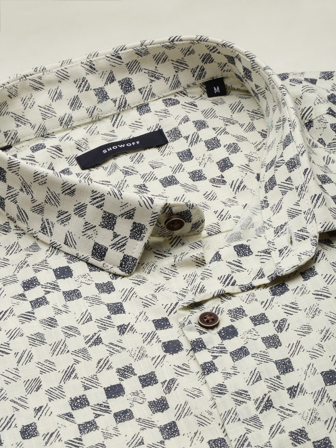 Men Cream Printed Casual Shirt