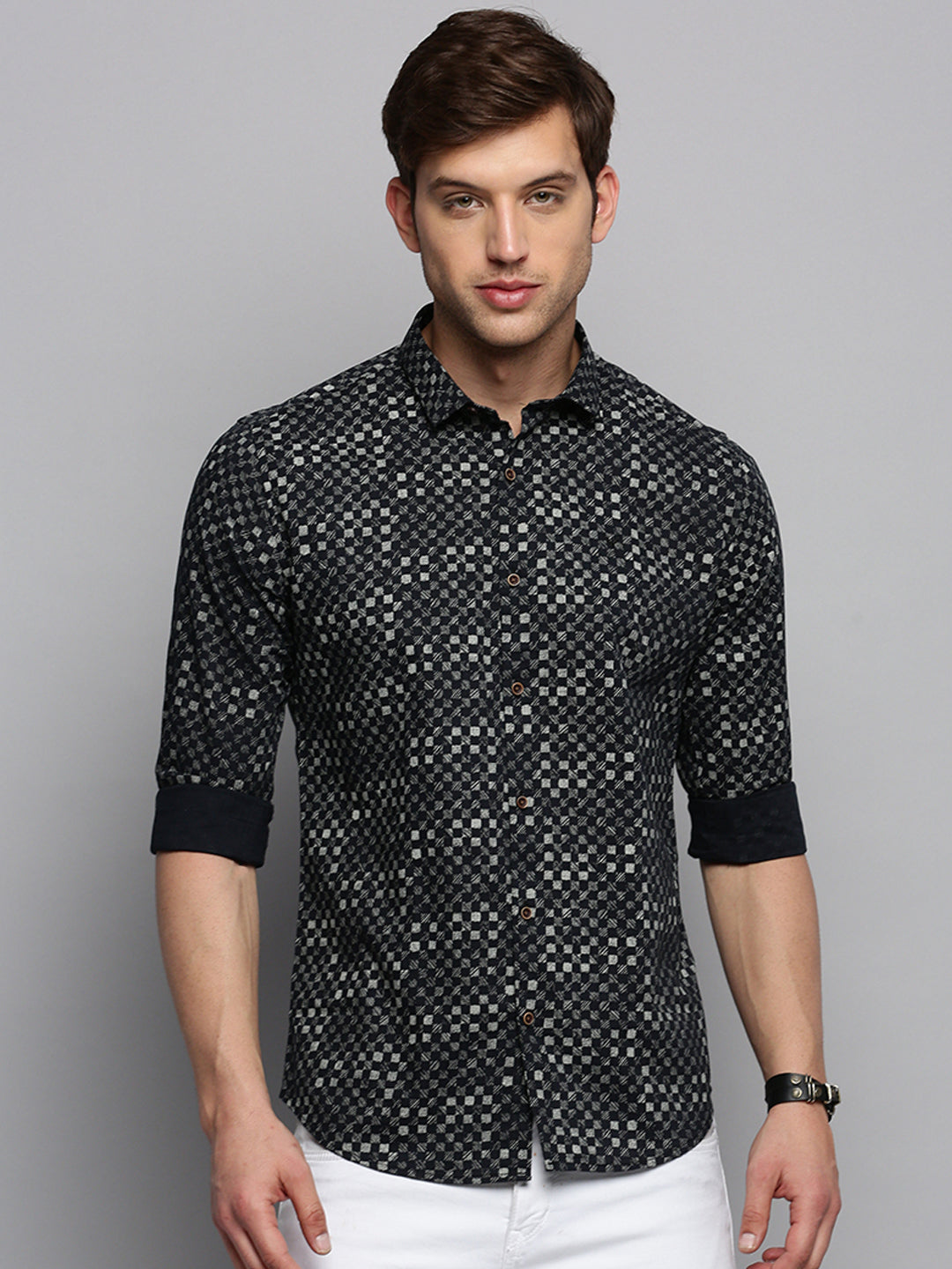 Men Black Printed Casual Shirt