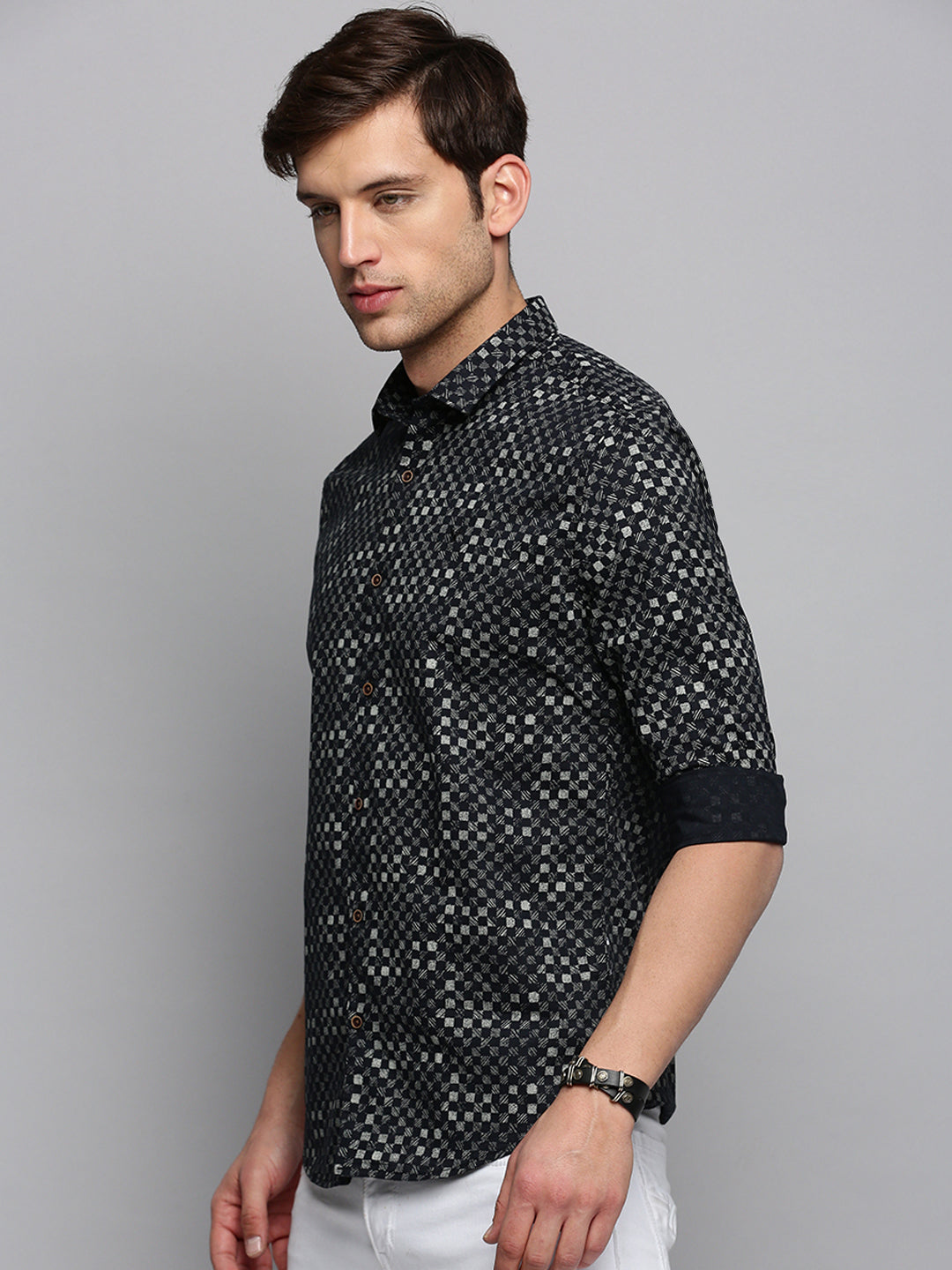 Men Black Printed Casual Shirt