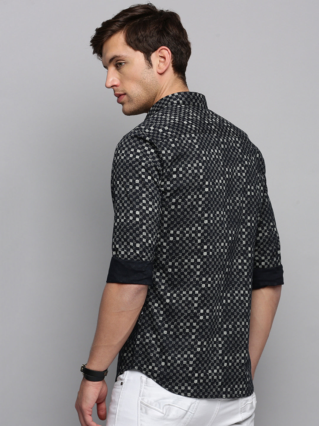 Men Black Printed Casual Shirt