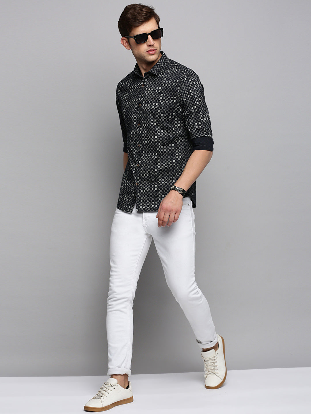 Men Black Printed Casual Shirt