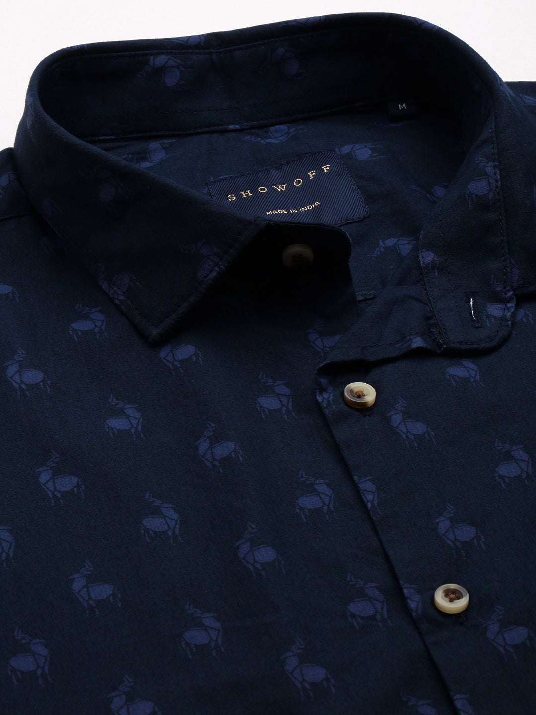 Men Navy Printed Casual Shirt