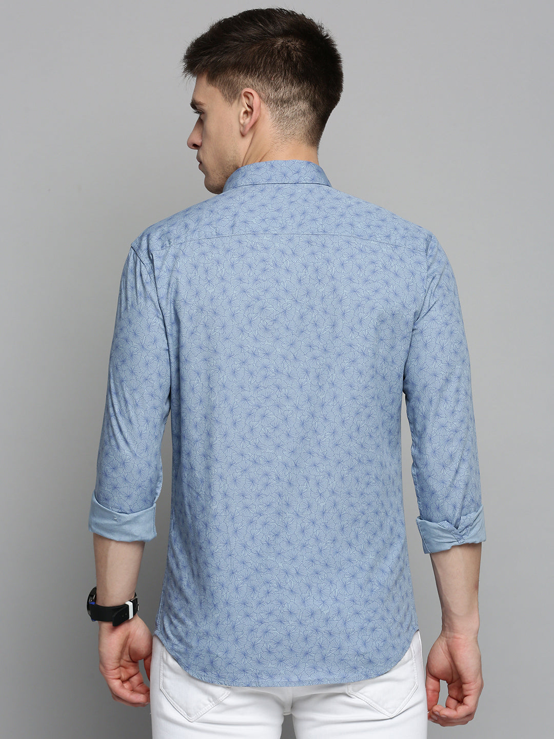 Men Blue Printed Casual Shirt