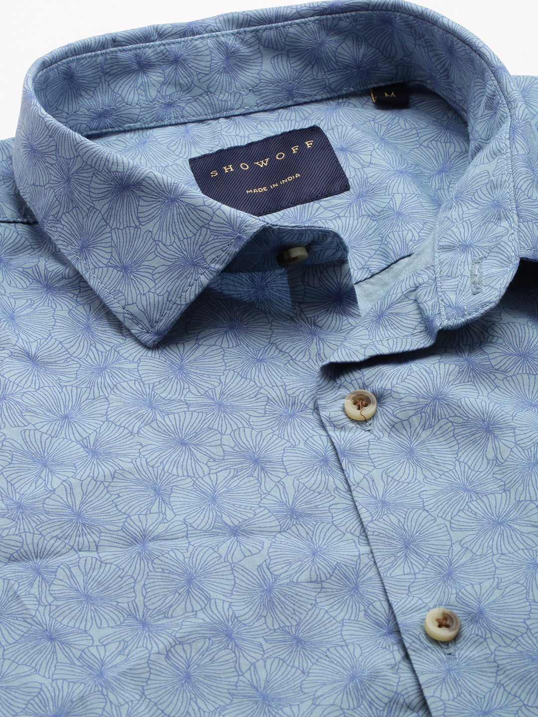 Men Blue Printed Casual Shirt