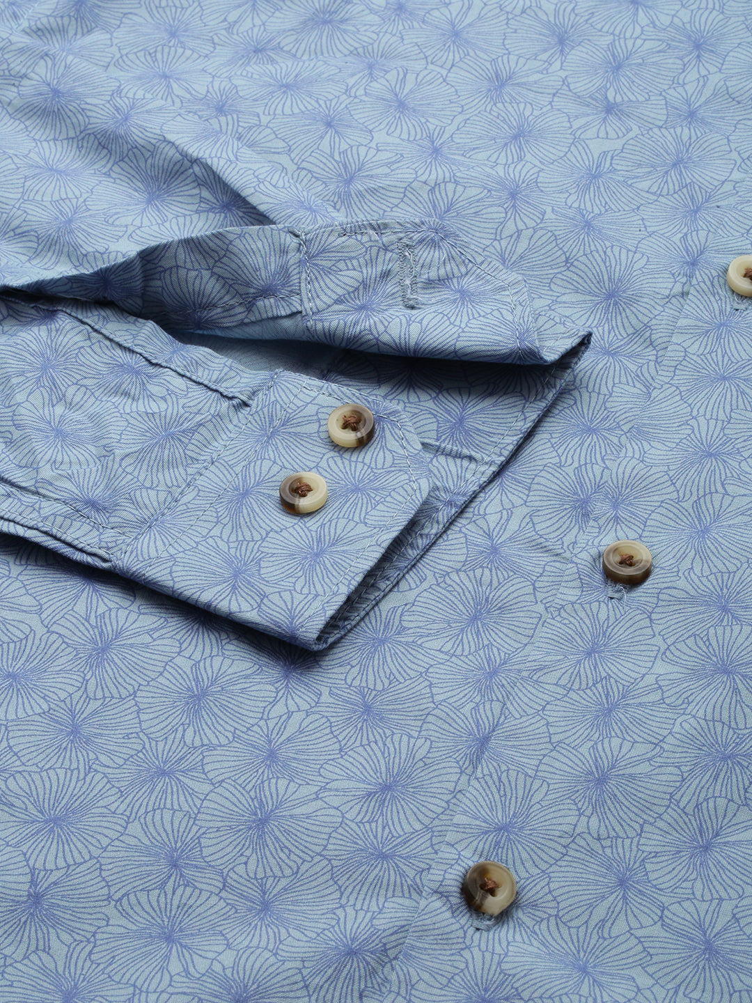 Men Blue Printed Casual Shirt