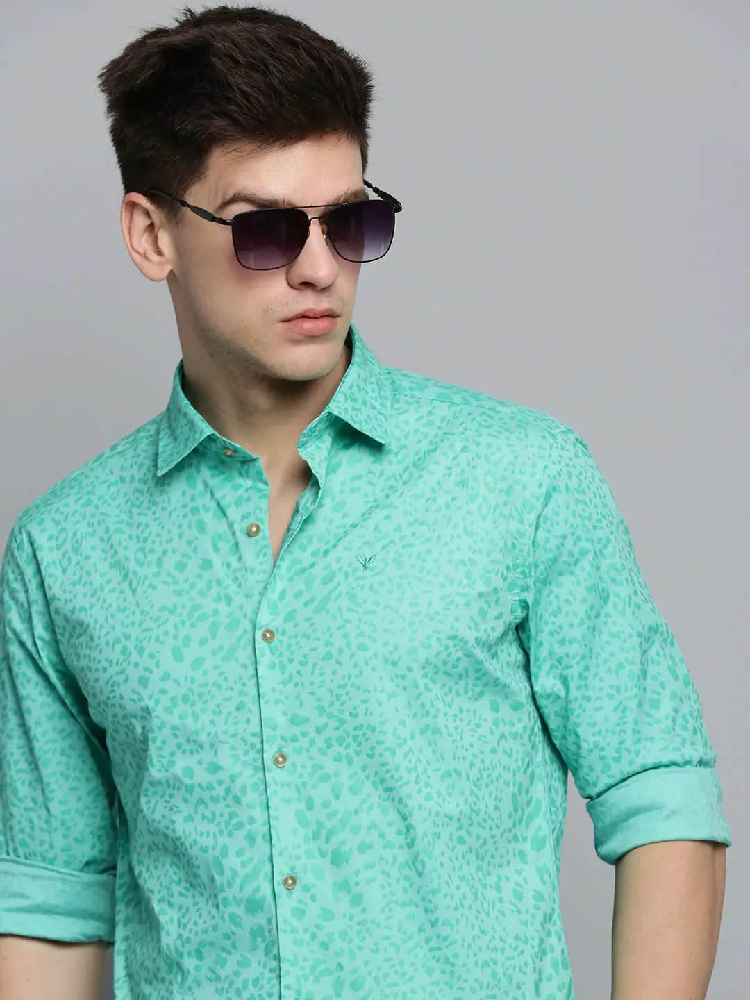 Men's Green Printed Casual Shirt