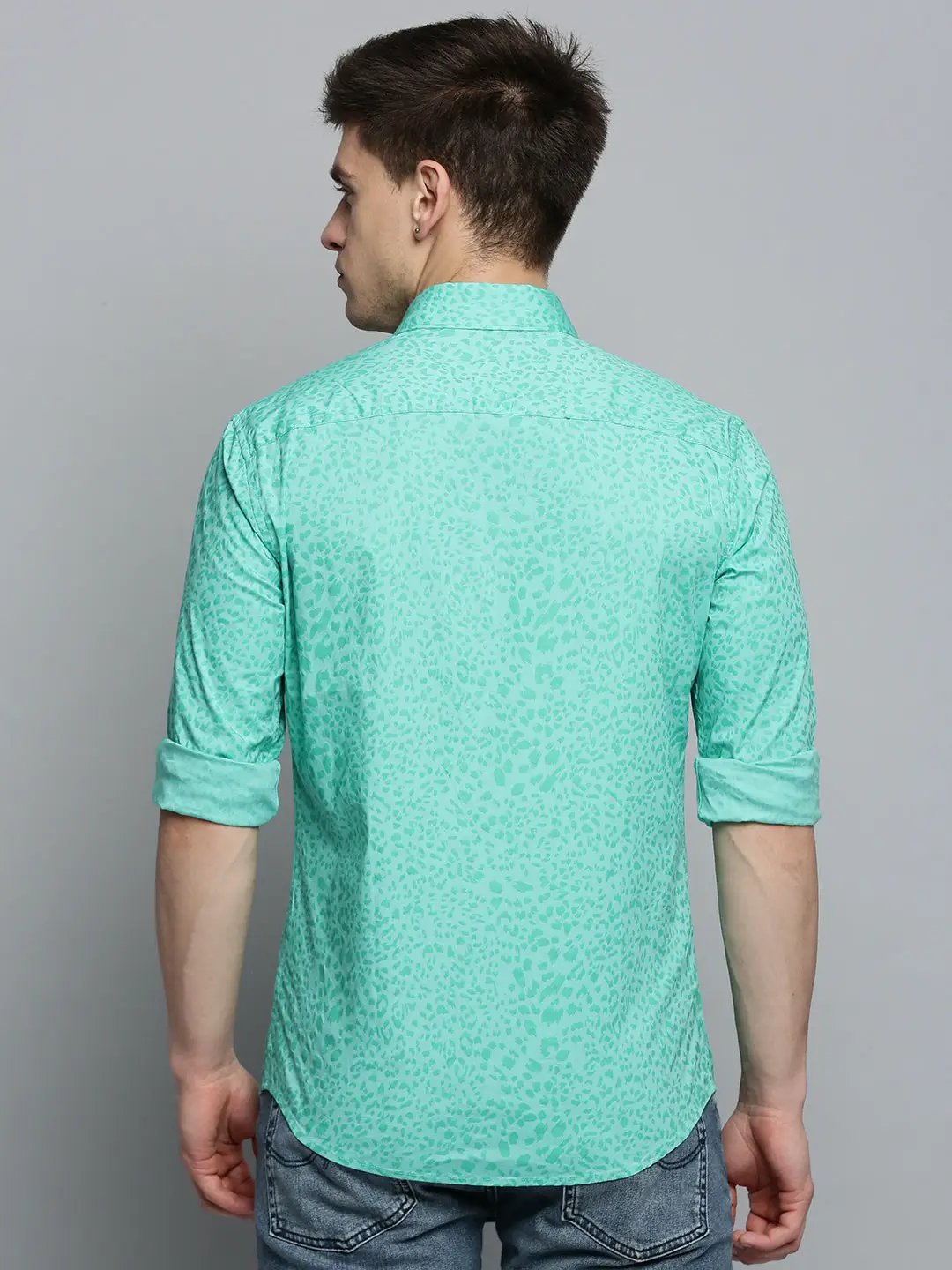 Men's Green Printed Casual Shirt