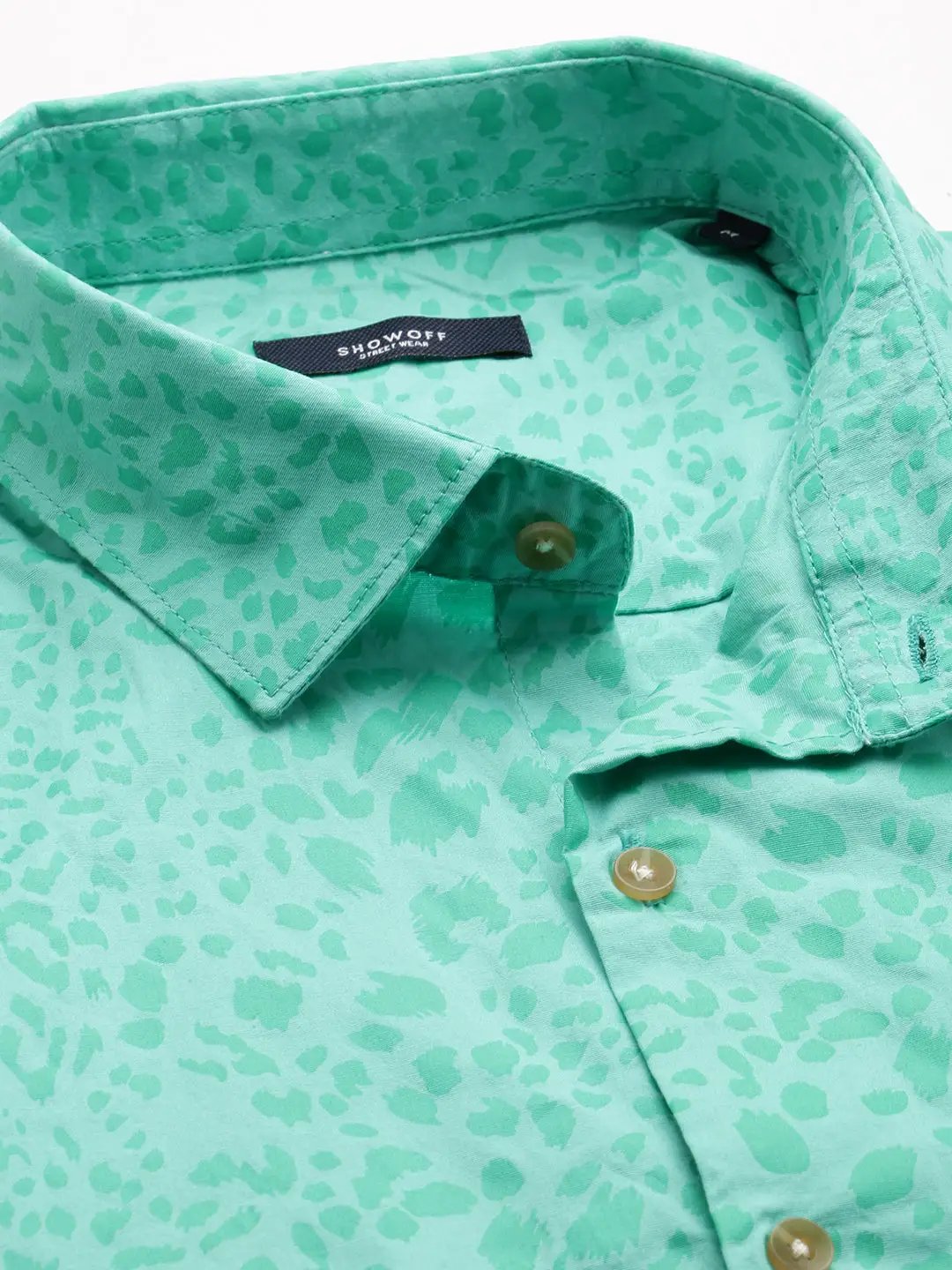 Men's Green Printed Casual Shirt