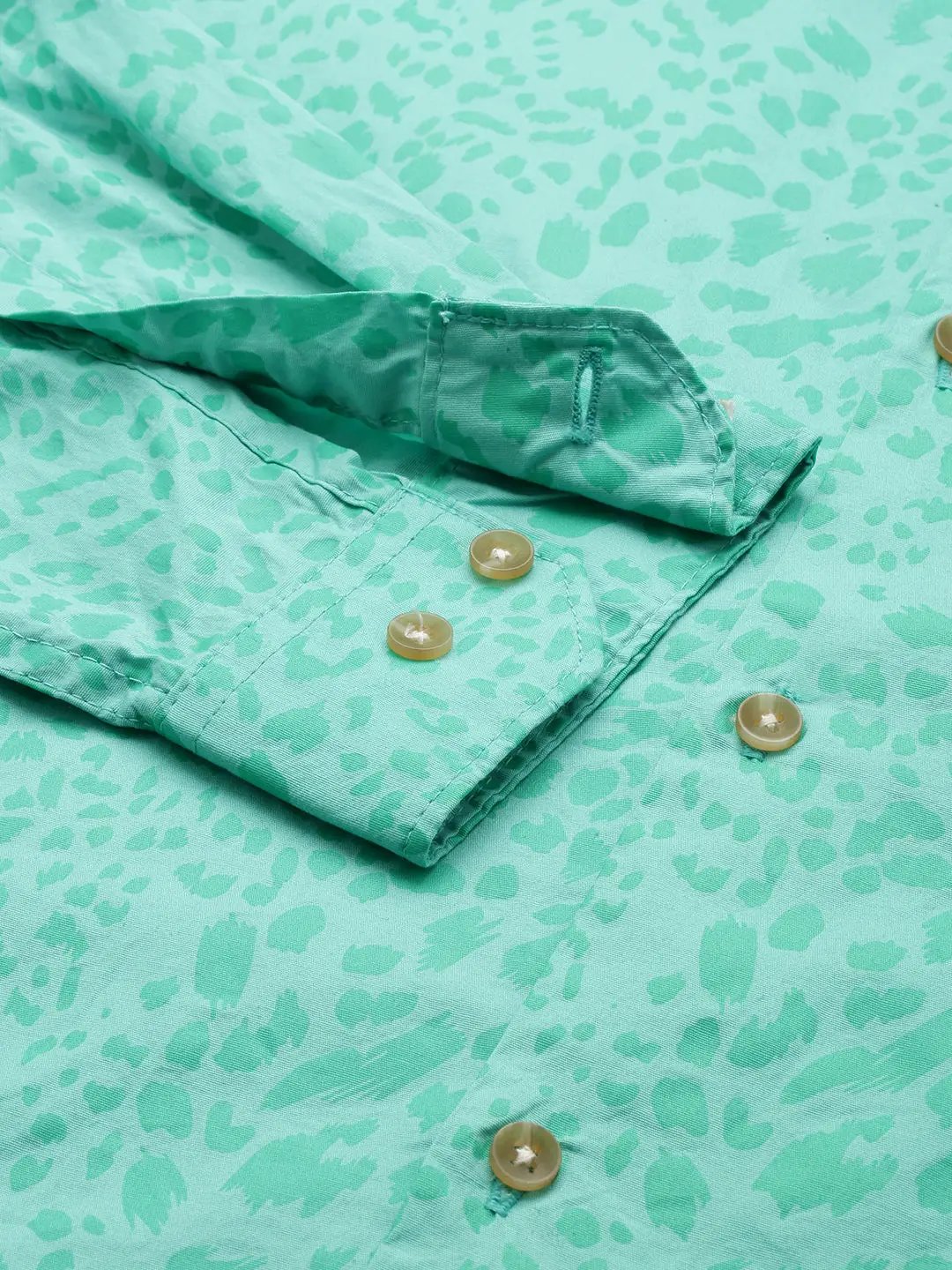 Men's Green Printed Casual Shirt