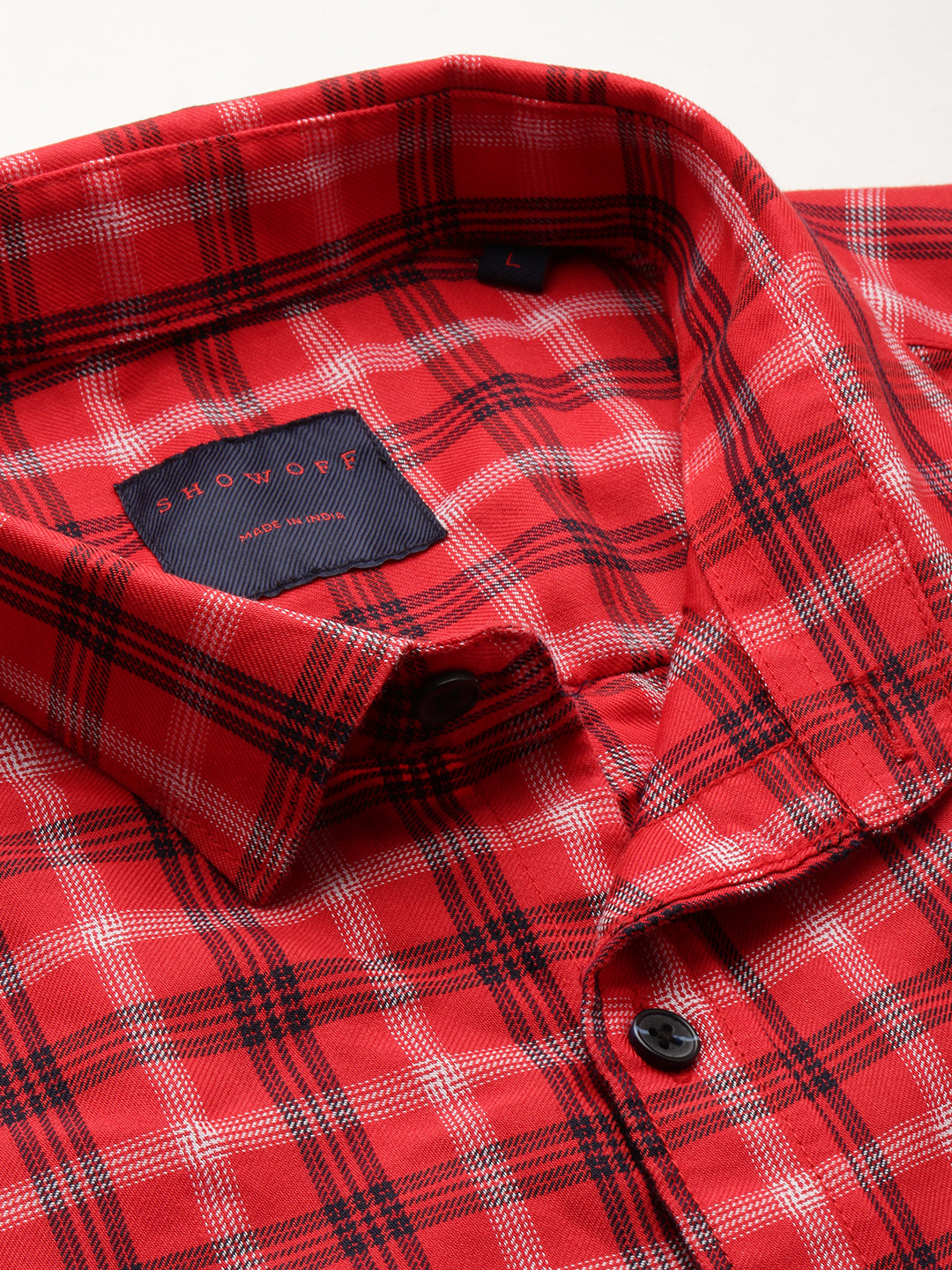 Men Red Checked Casual Shirt