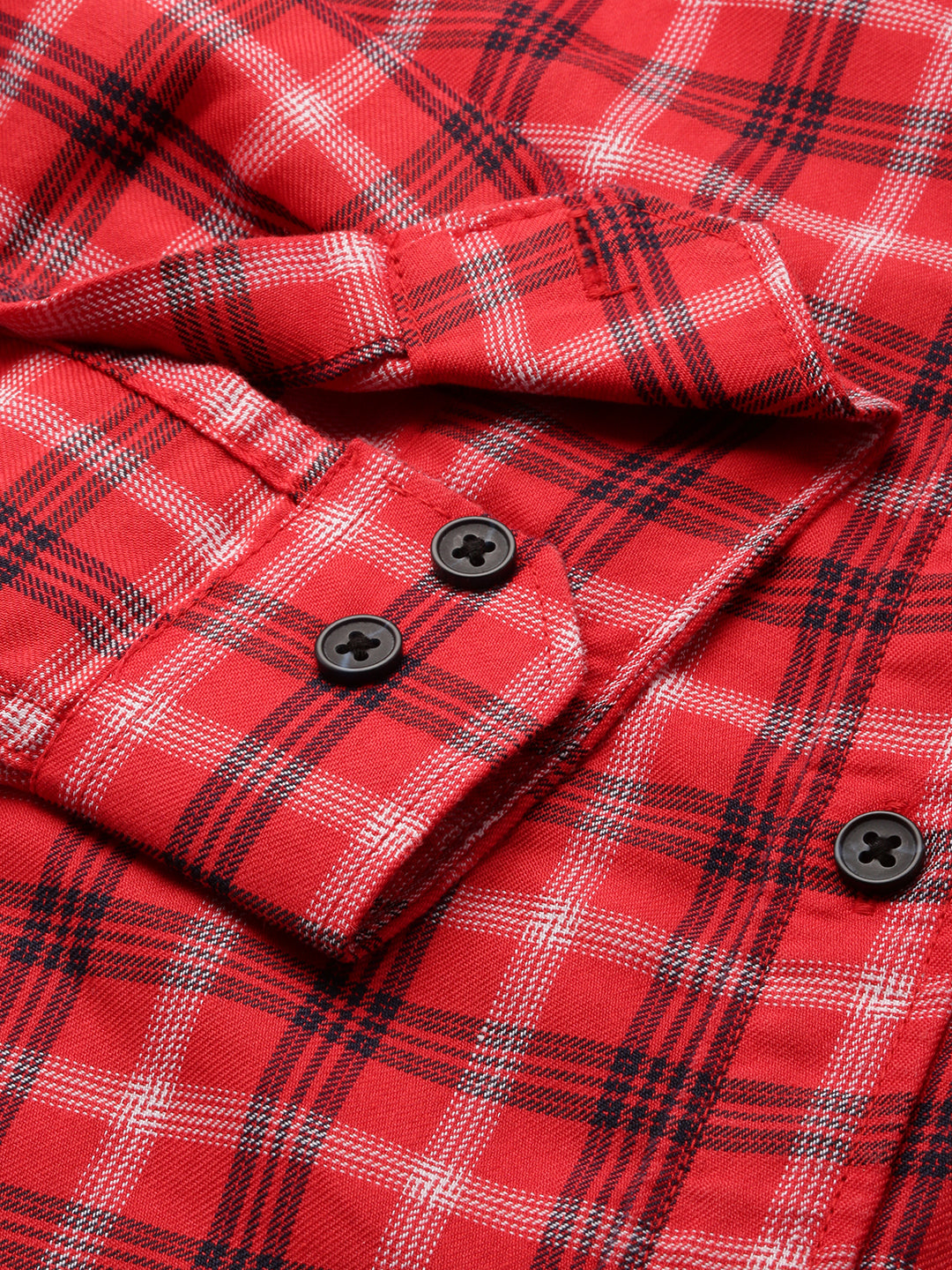 Men Red Checked Casual Shirt