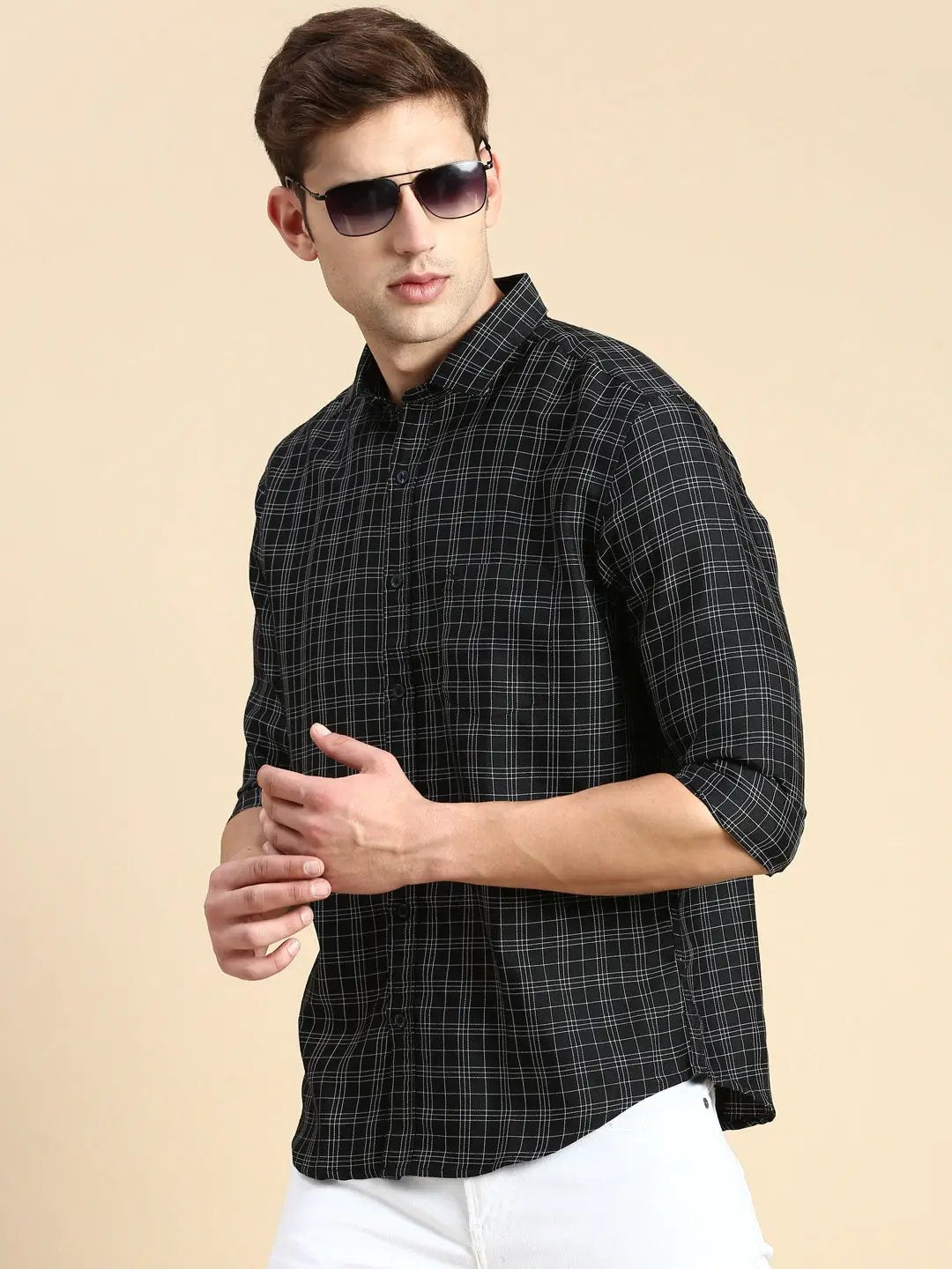 Men's Black Checked Casual Shirt