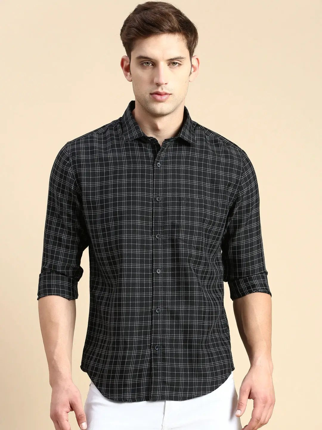 Men's Black Checked Casual Shirt