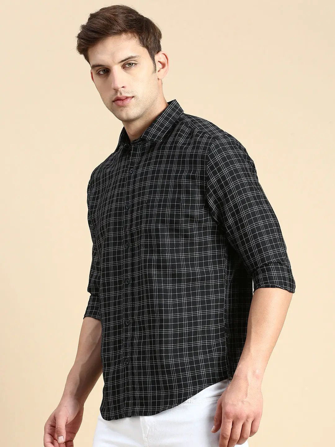 Men's Black Checked Casual Shirt