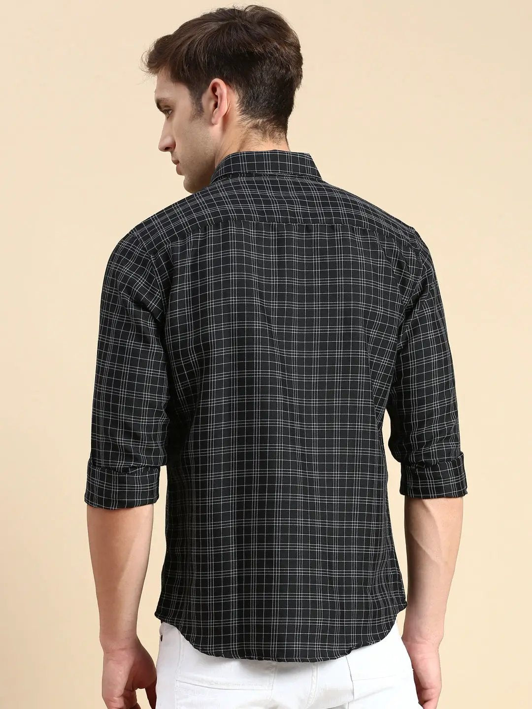 Men's Black Checked Casual Shirt