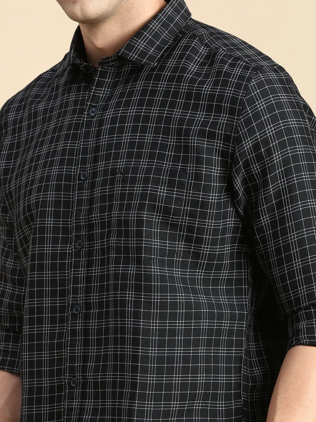 Men's Black Checked Casual Shirt