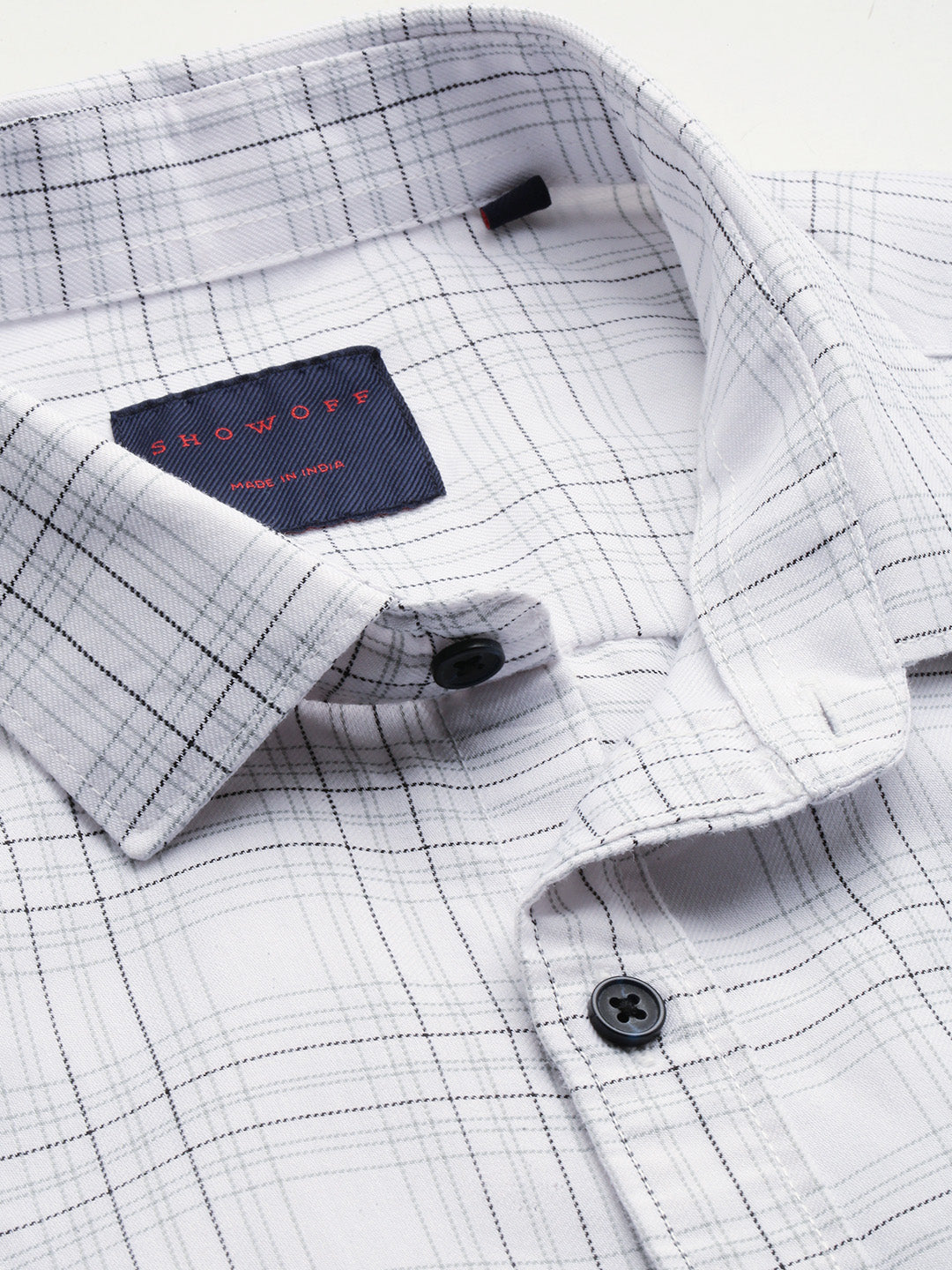 Men White Checked Casual Shirt