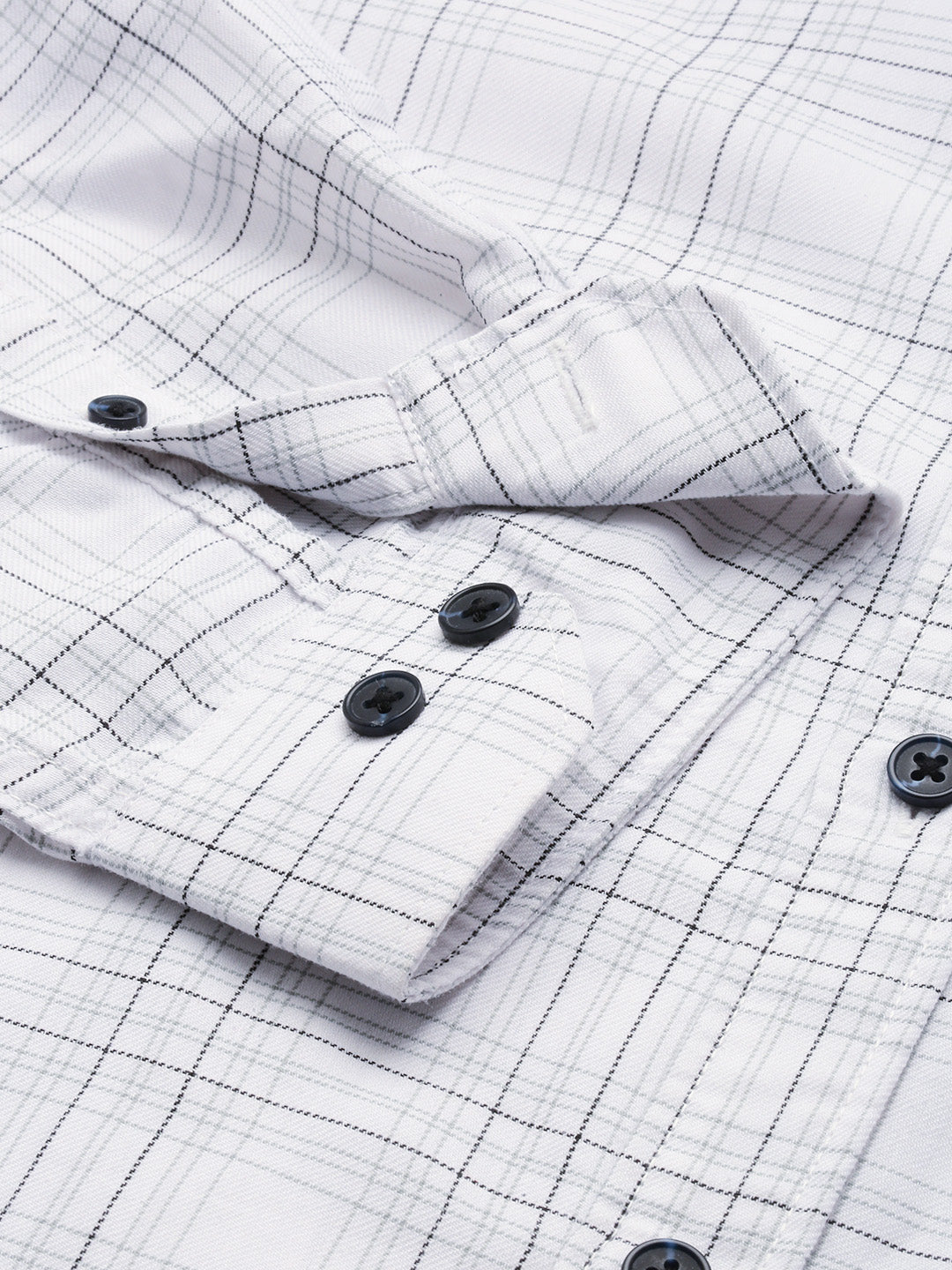 Men White Checked Casual Shirt