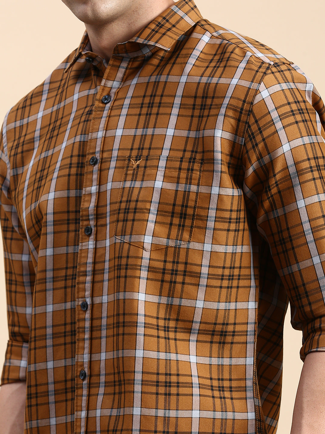 Men Yellow Checked Casual Shirt