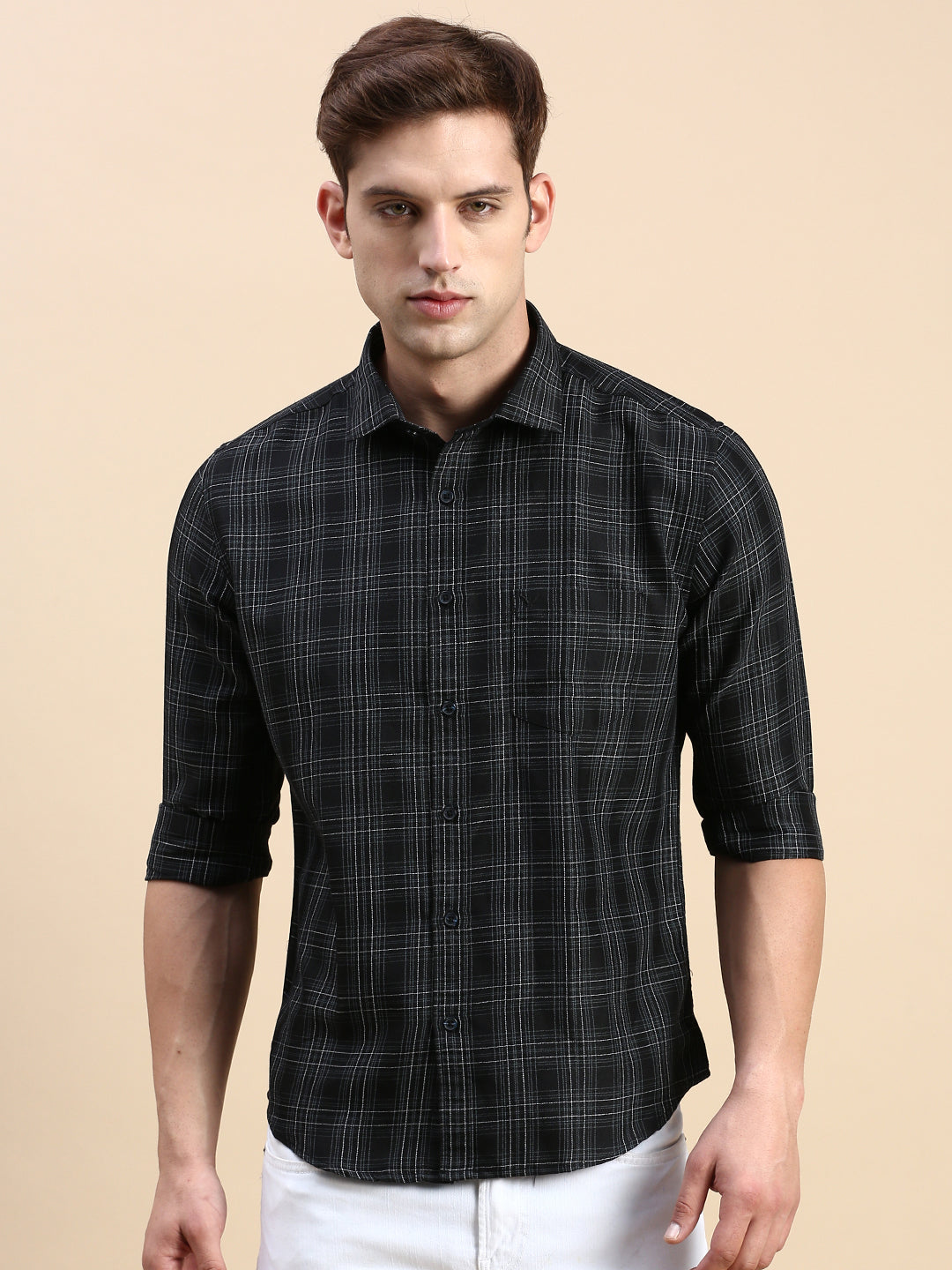 Men Black Checked Casual Shirt