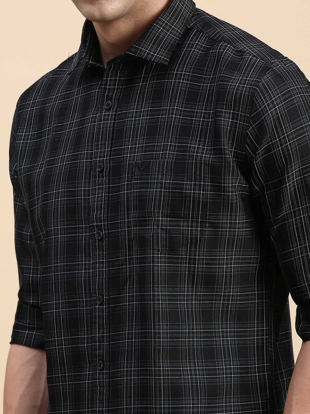 Men Black Checked Casual Shirt