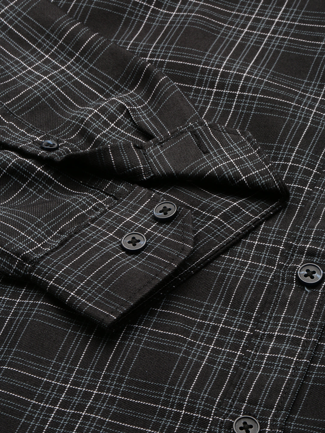 Men Black Checked Casual Shirt