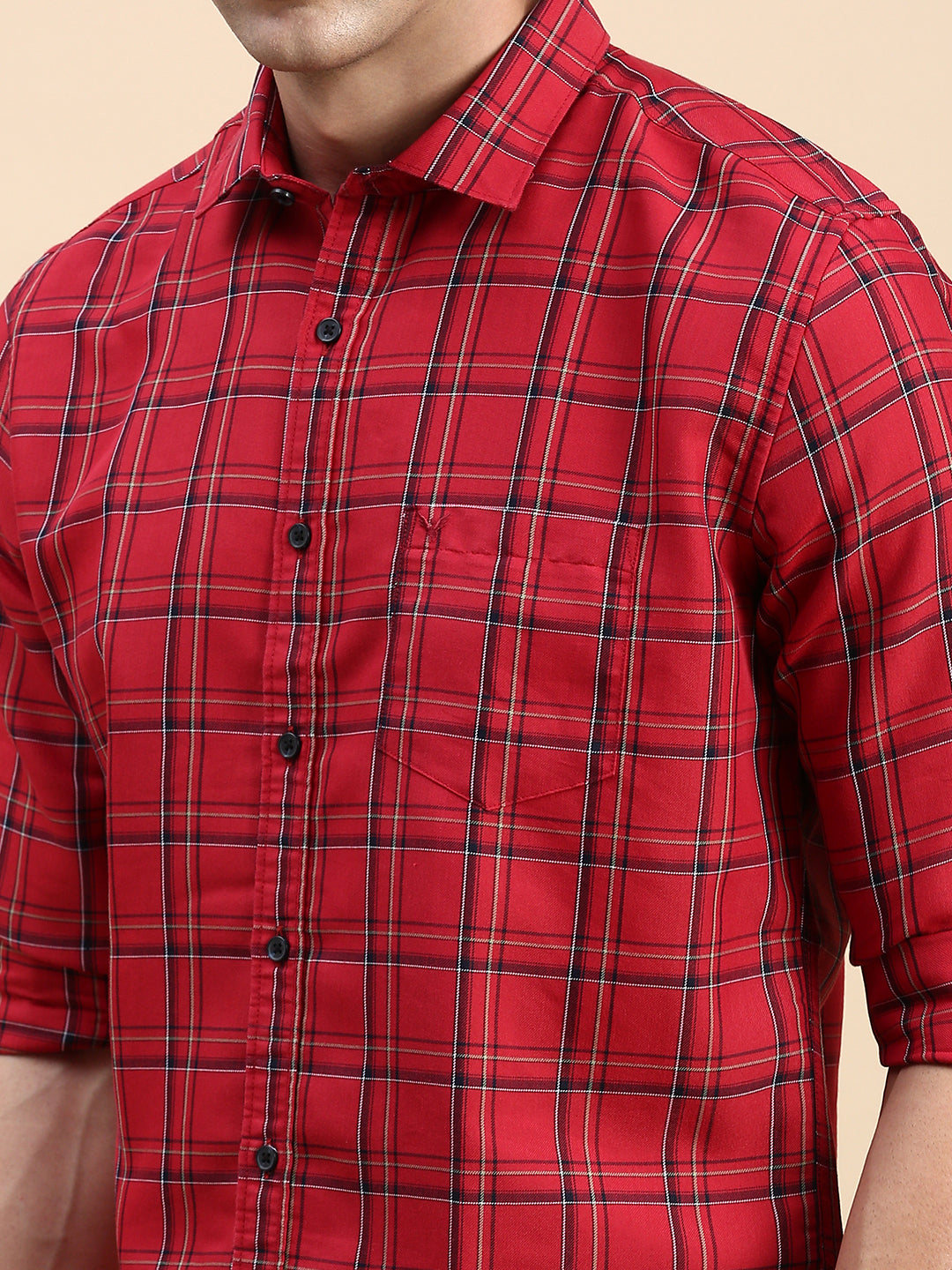 Men Maroon Checked Casual Shirt