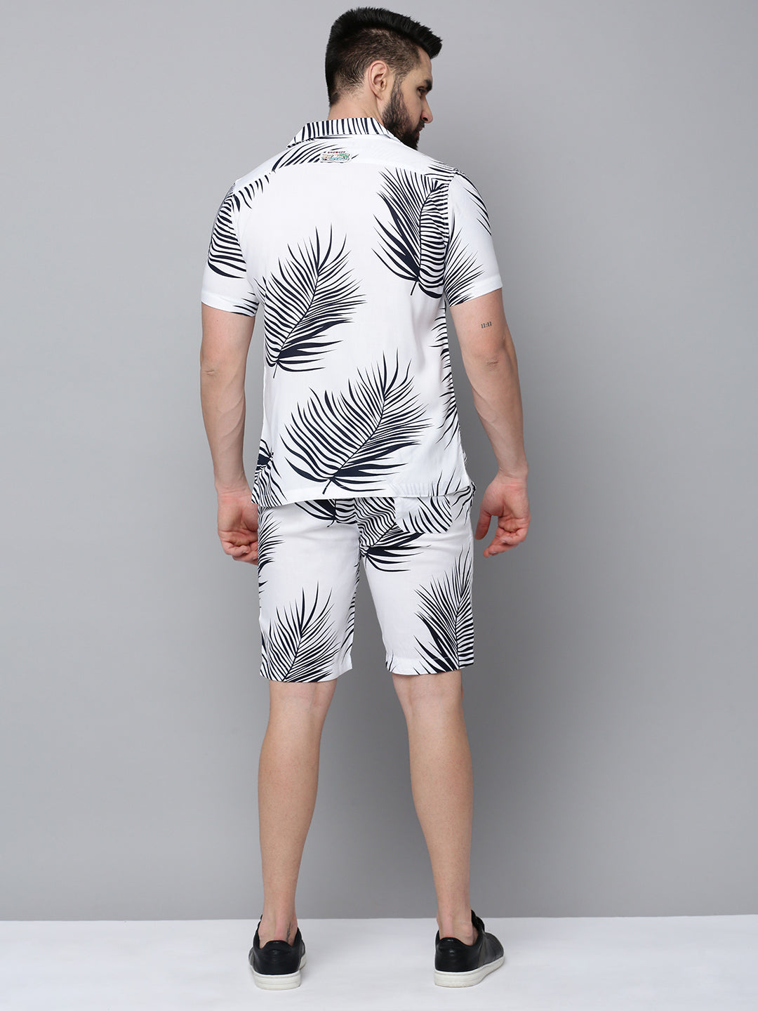 Men White Printed Casual Co-Ord Set