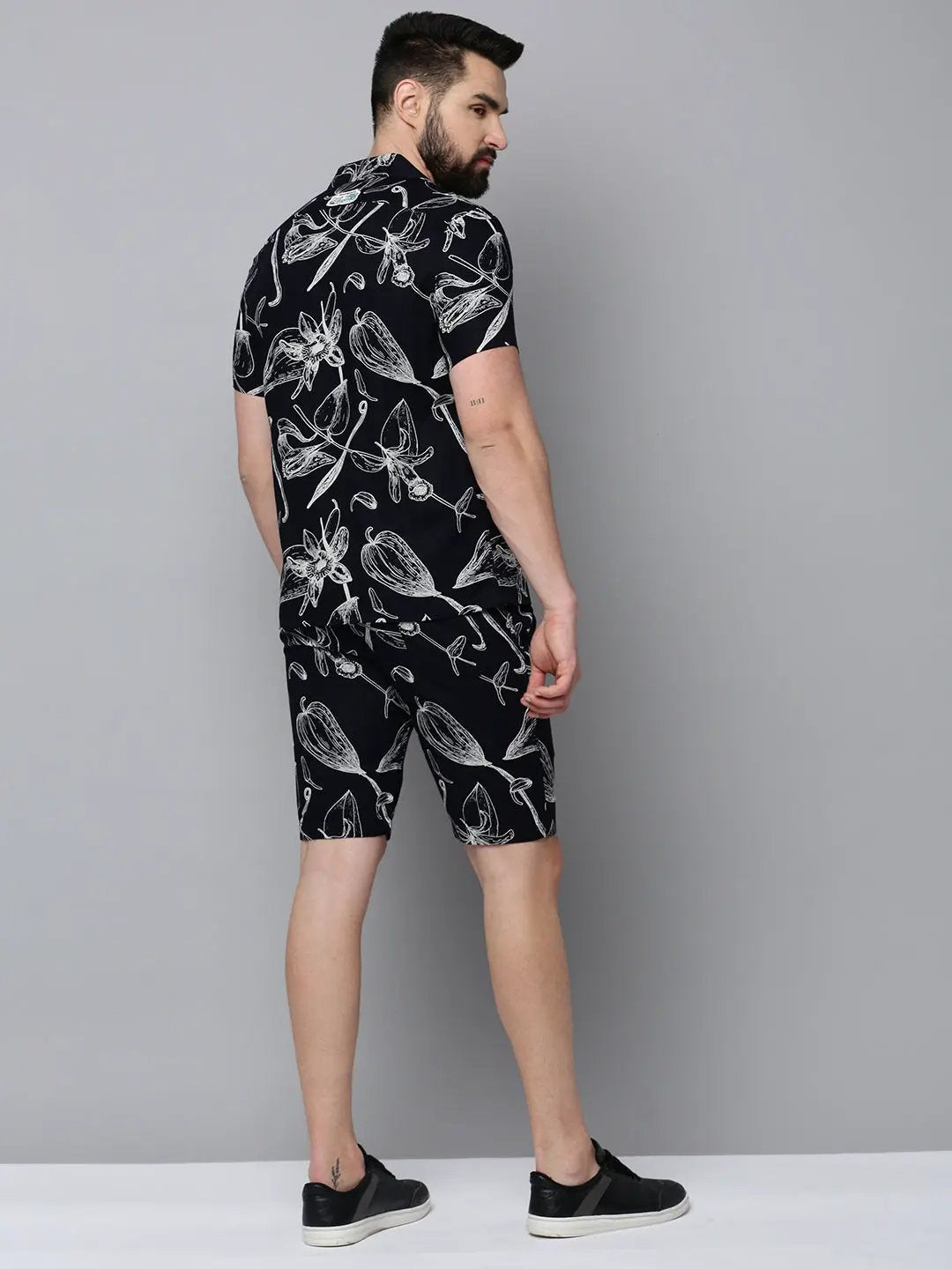 Men's Navy Printed Casual Co-Ords Set