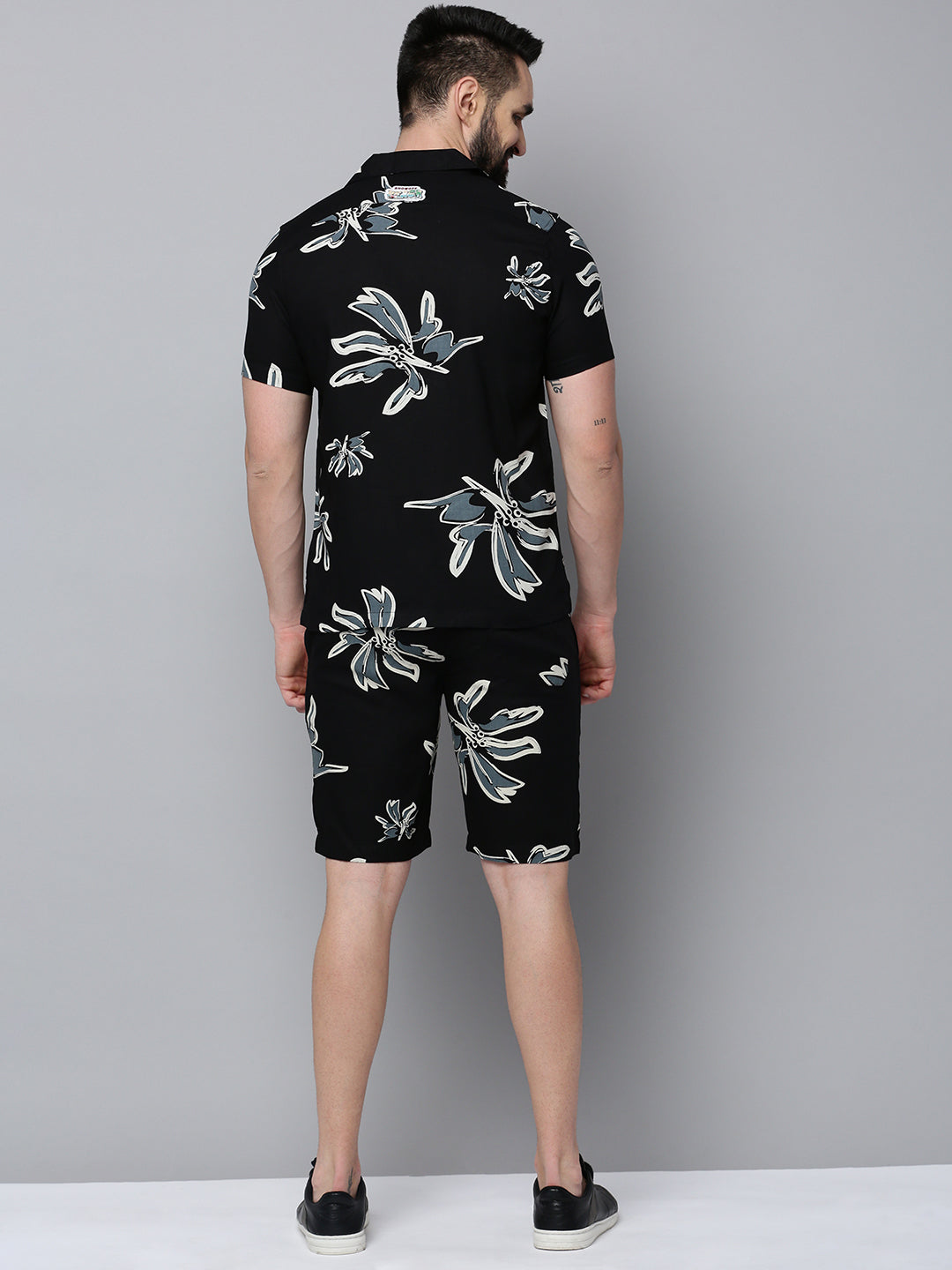 Men Black Printed Casual Co-Ord Set