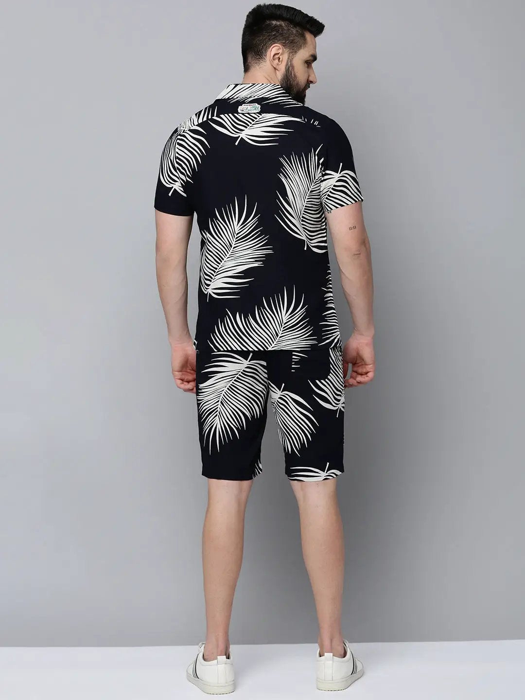 Men's Navy Printed Casual Co-Ords Set