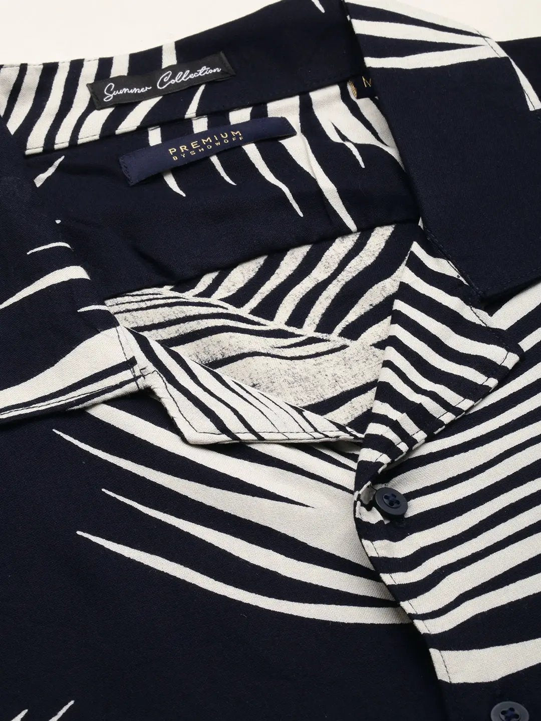 Men's Navy Printed Casual Co-Ords Set