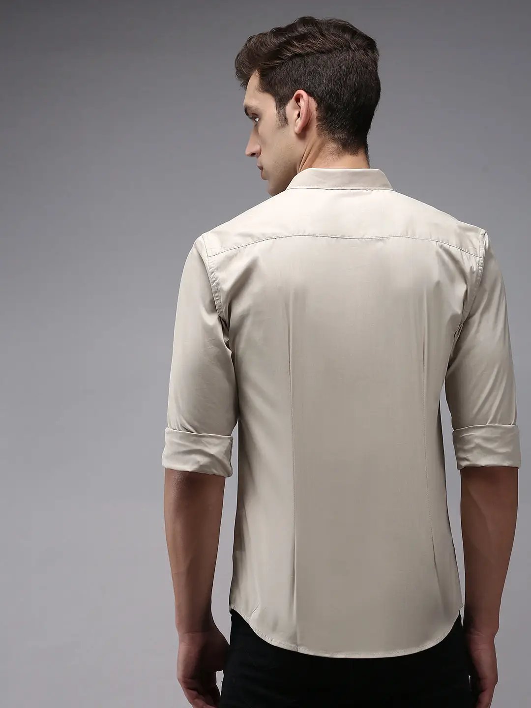 Men's Beige Solid Casual Shirt