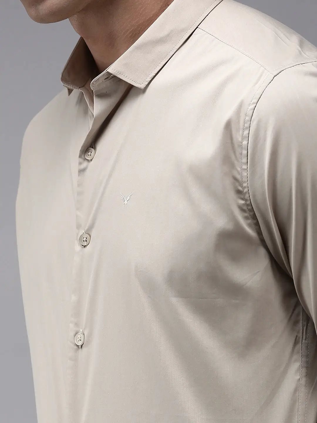 Men's Beige Solid Casual Shirt