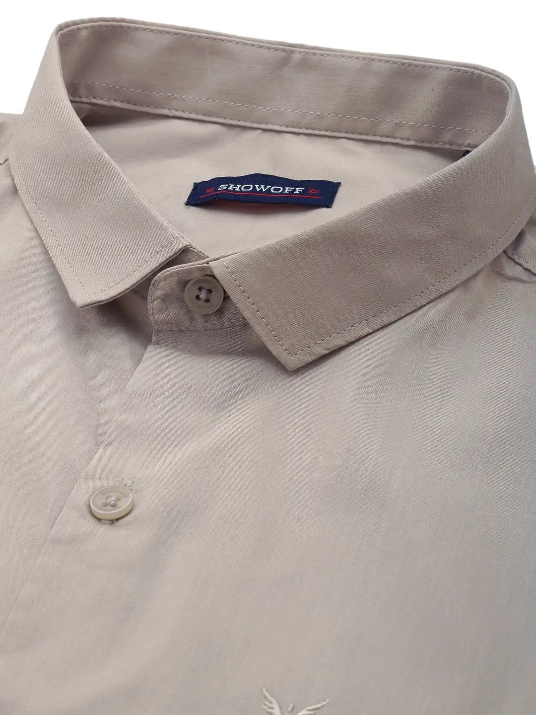 Men's Beige Solid Casual Shirt