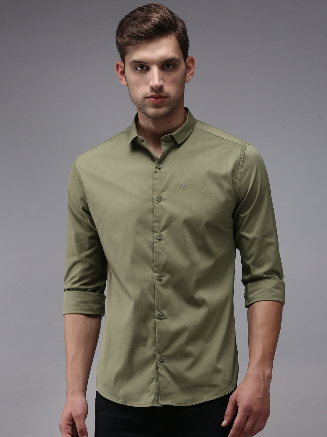 Men's Olive Comfort Cotton Casual Shirt