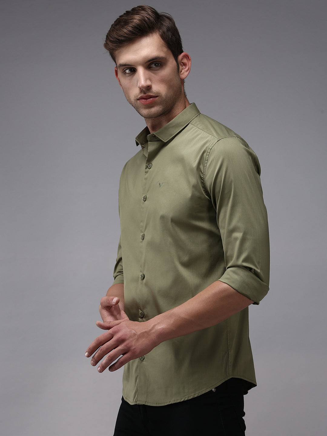 Men's Olive Comfort Cotton Casual Shirt