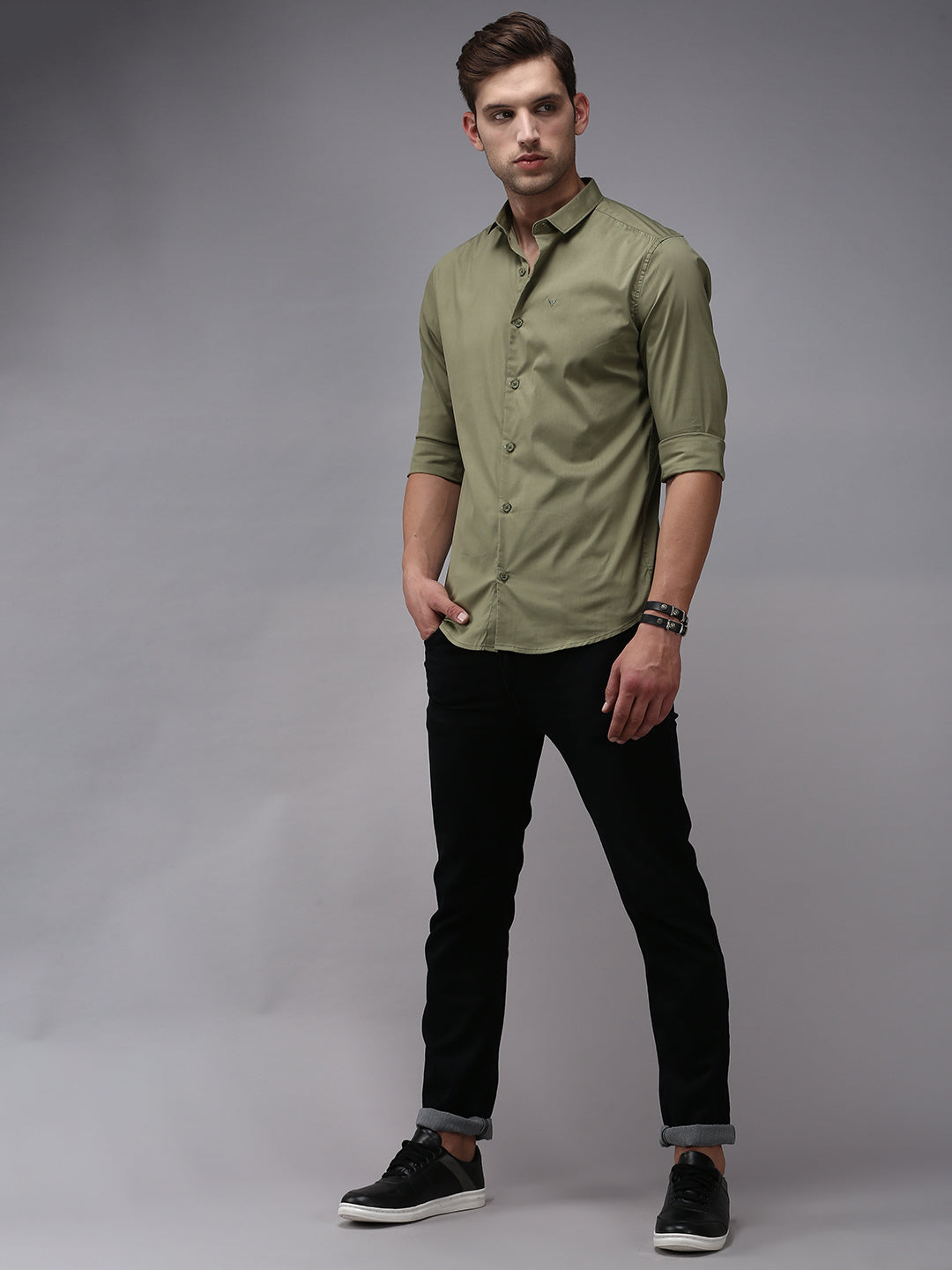 Men's Olive Comfort Cotton Casual Shirt