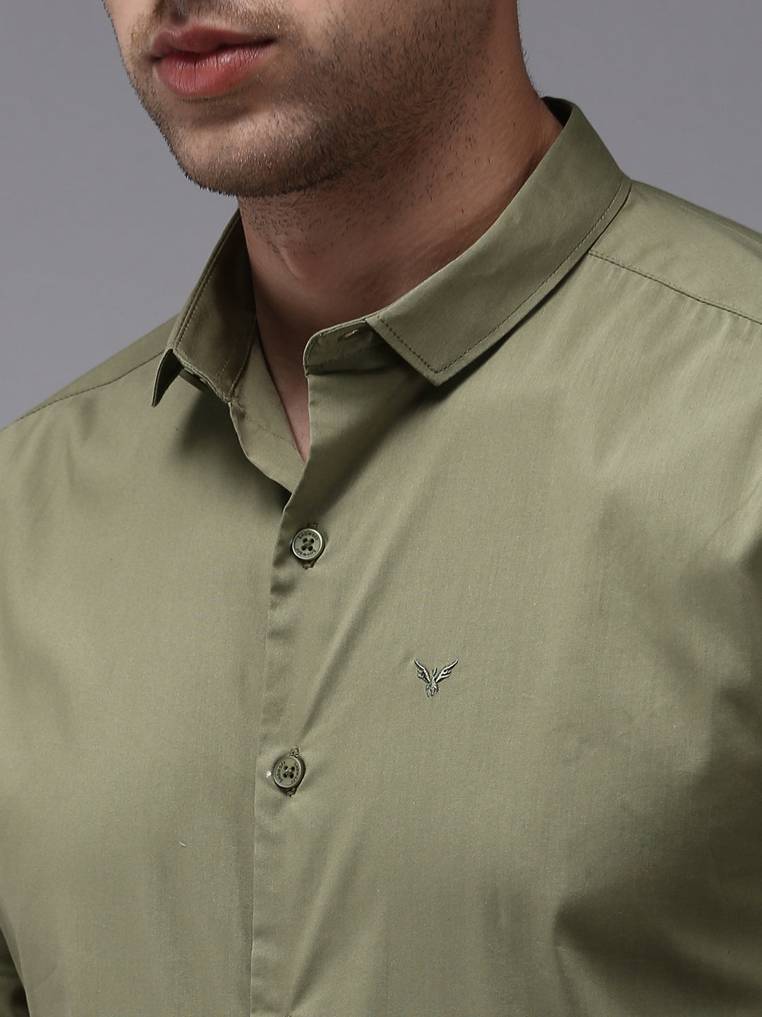 Men's Olive Comfort Cotton Casual Shirt