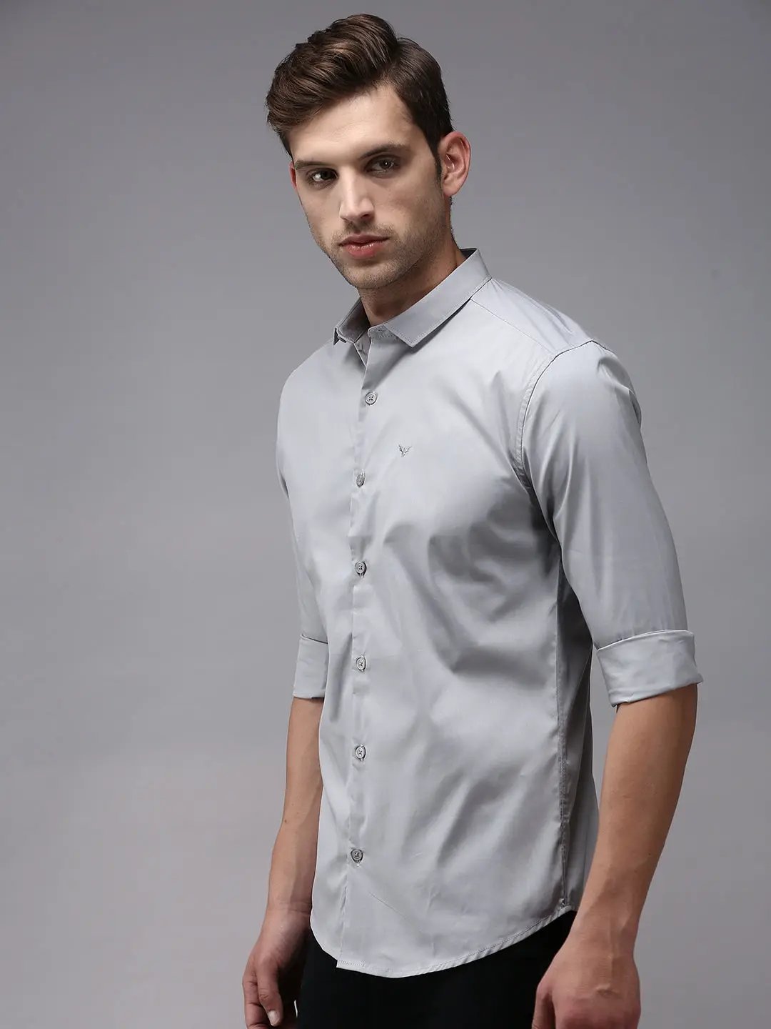 Men's Grey Solid Casual Shirt