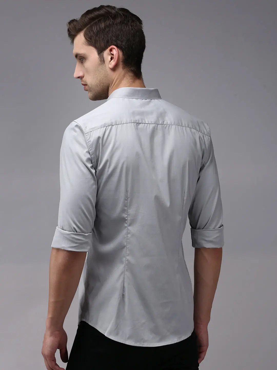 Men's Grey Solid Casual Shirt