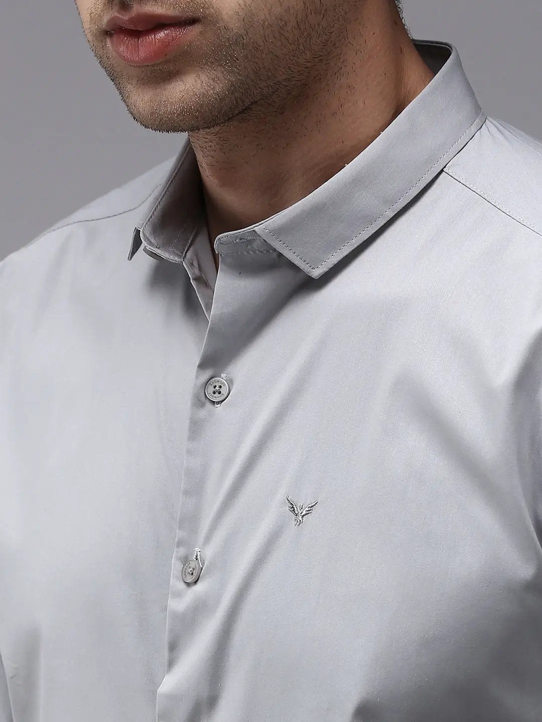 Men's Grey Solid Casual Shirt
