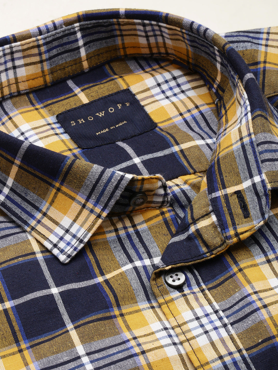 Men Navy Checked Casual Shirt