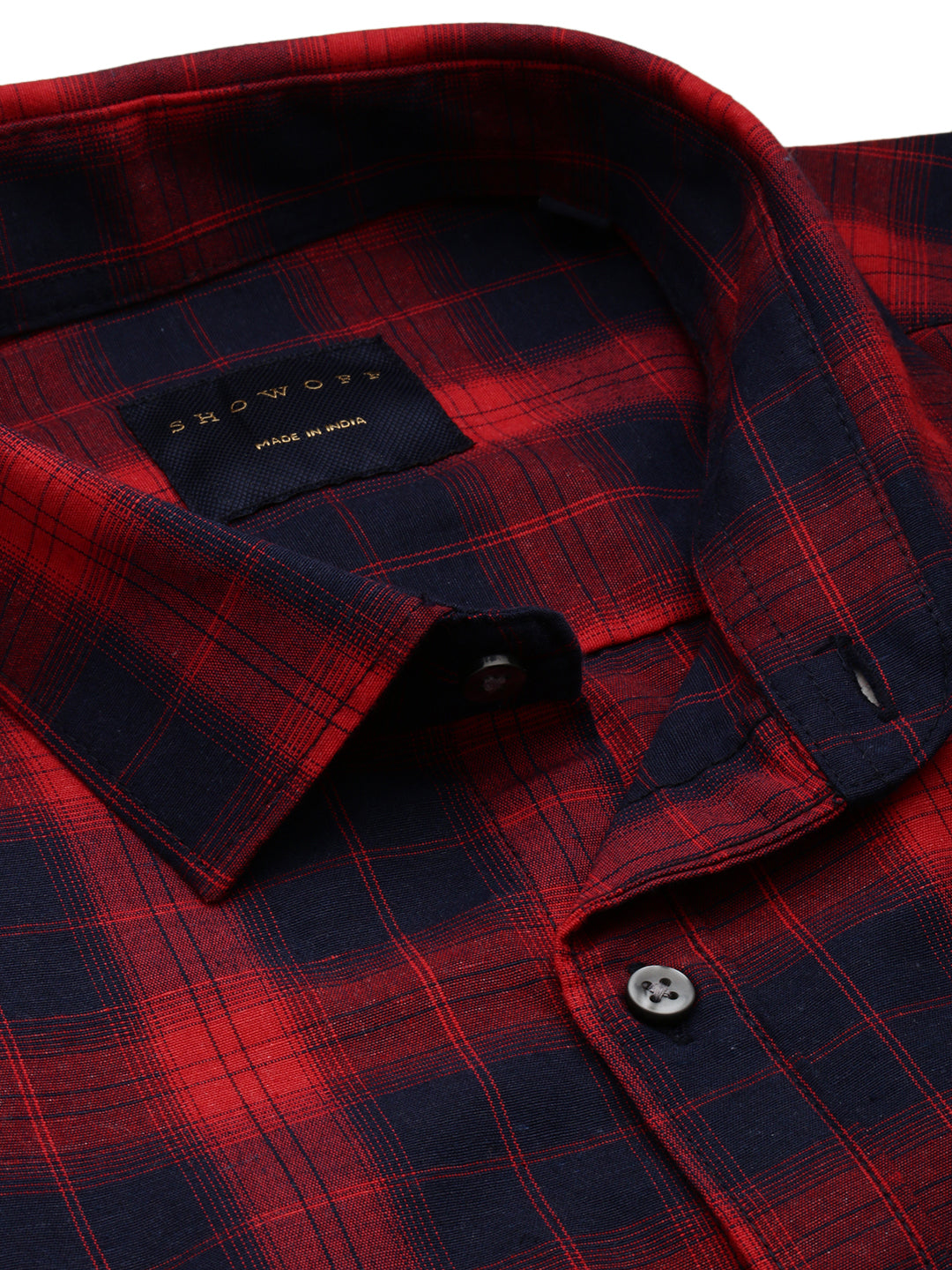 Men Red Checked Casual Shirt