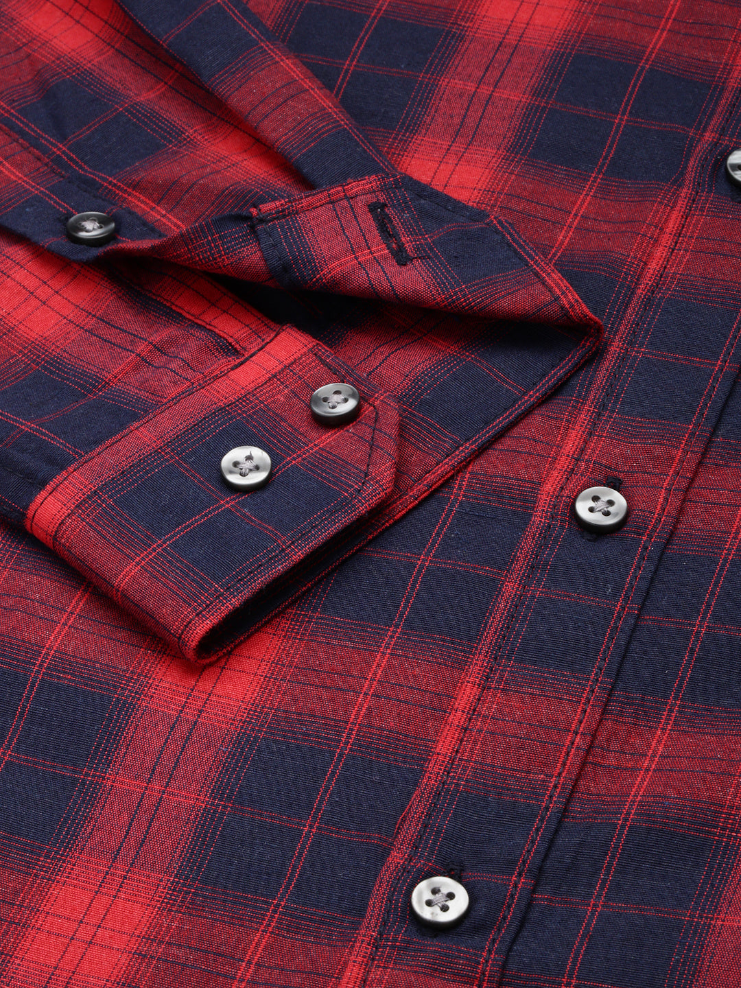 Men Red Checked Casual Shirt